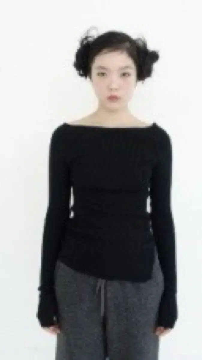 샵페어리 side slit boatneck knit 블랙